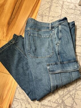 Hollister Men's Blue Baggy Cargo Jeans